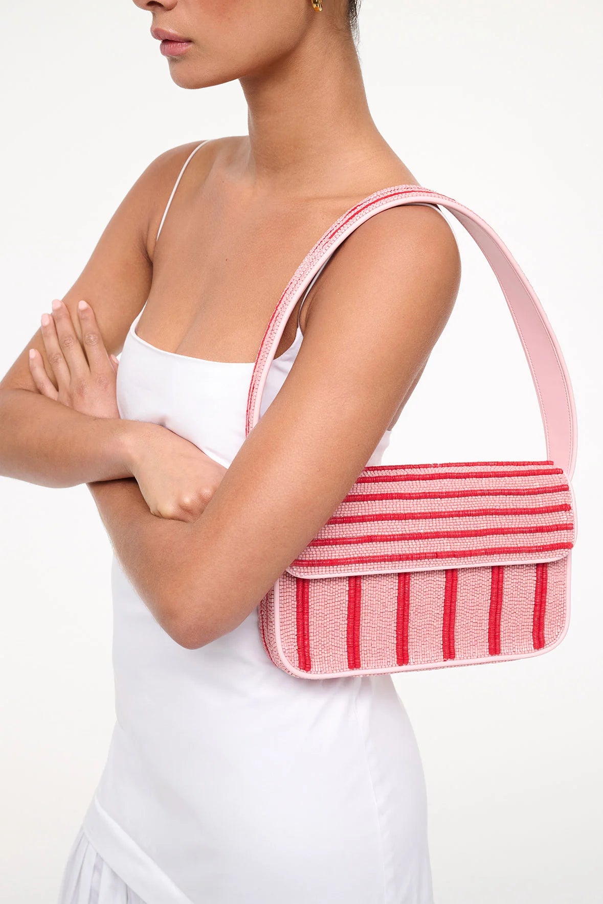 STAUD Tommy Beaded Bag Montauk Stripe