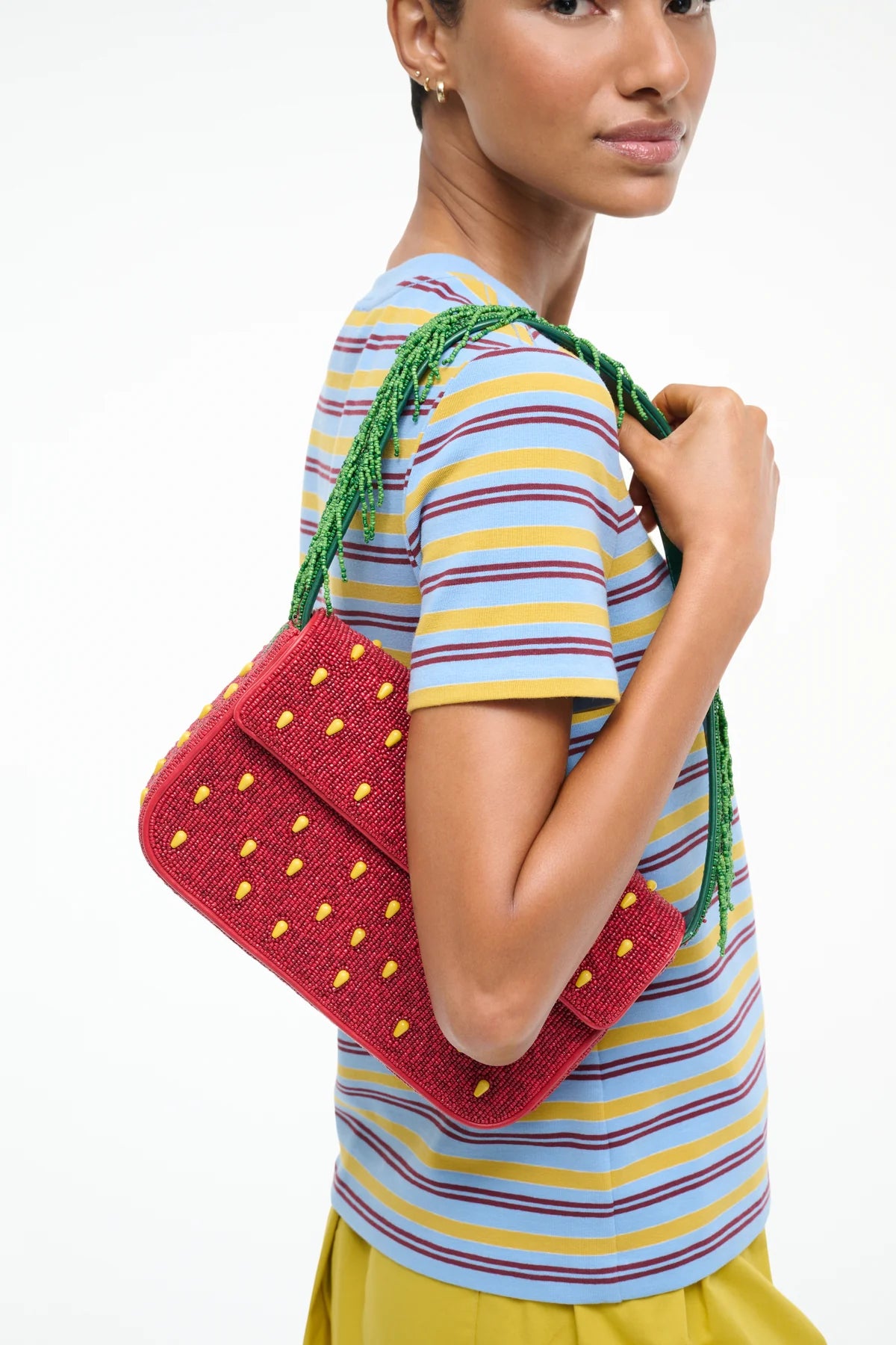 STAUD Tommy Beaded Bag Strawberry Dream