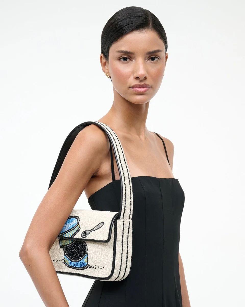 STAUD Tommy Beaded Bag Caviar Dreams