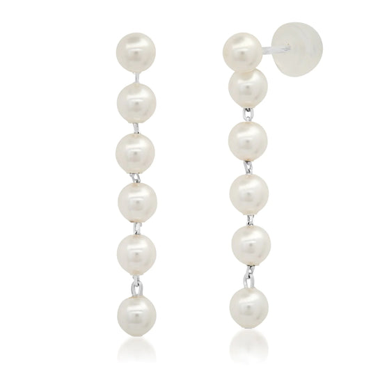 String of Pearl Linear Earrings