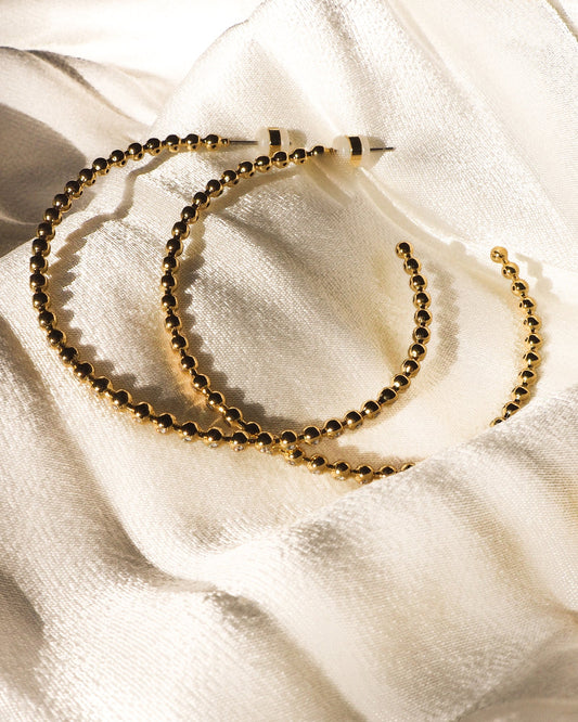 Pave Ball Chain Hoops Gold/Silver