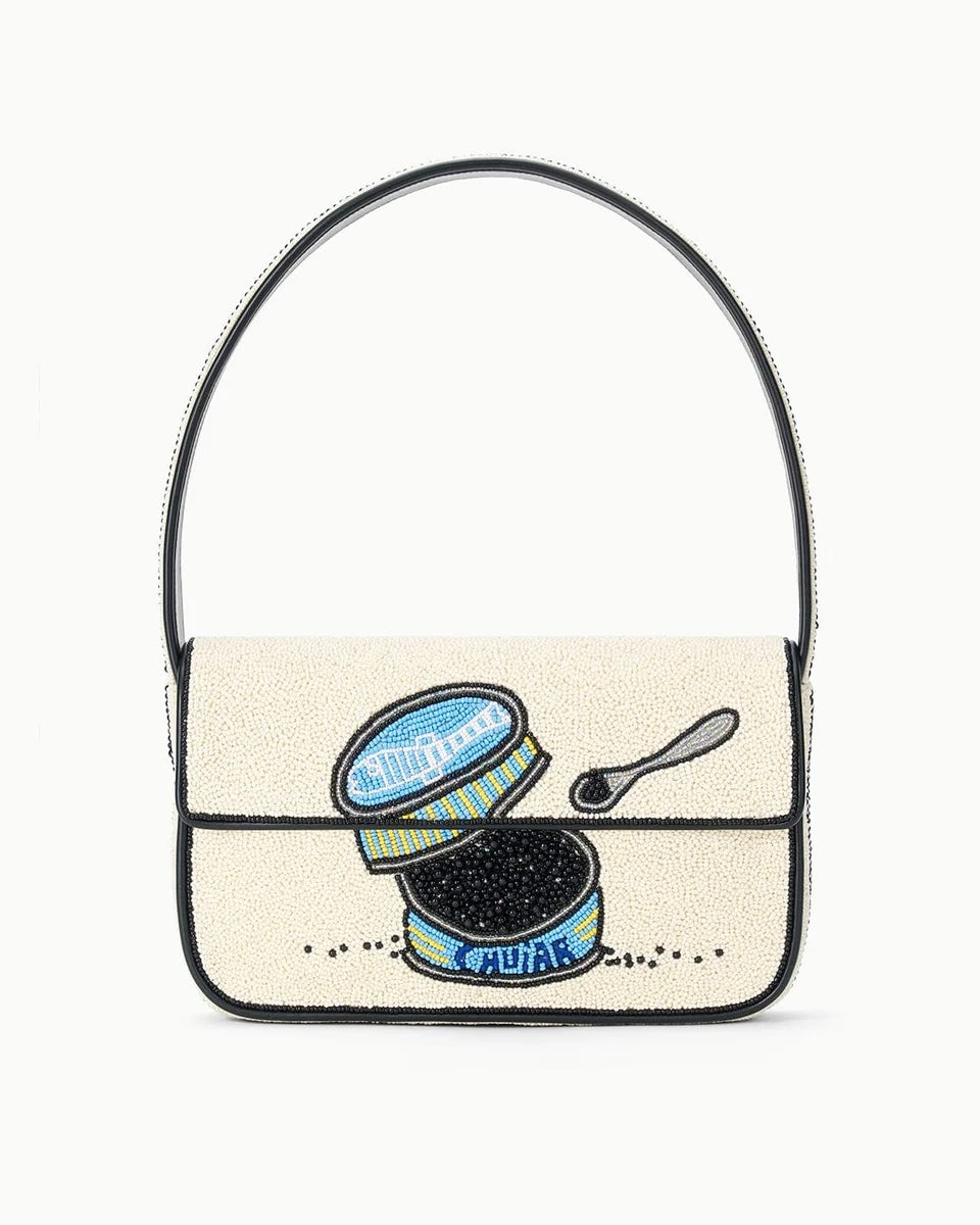 STAUD Tommy Beaded Bag Caviar Dreams